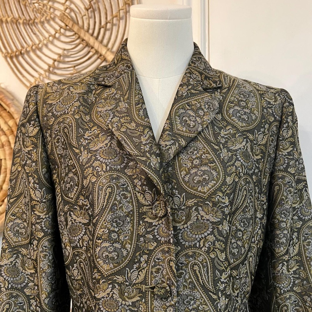 Vintage Paisley Tapestry Brocade Blazer Jacket Dark Academia USA 6 - Picture 12 of 12